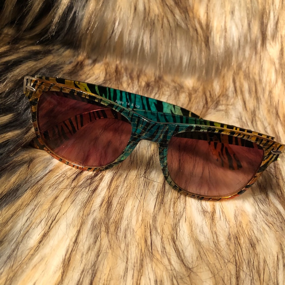 Green and gold zebra sunglasses